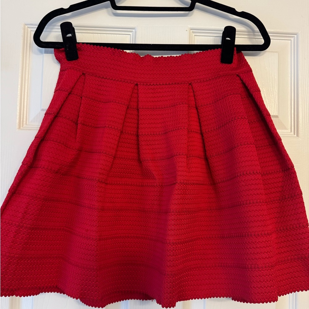 Red Pleated Bubble Skirt